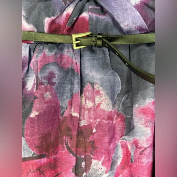 Womens Neiman Marcus Lela Rose Purple Floral Cotton Silk Sleeveless Dress Size 8 - Picture 5 of 6